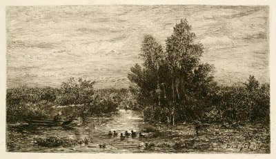 Fischer am Fluss mit Enten, 1878 von Charles Francois Daubigny